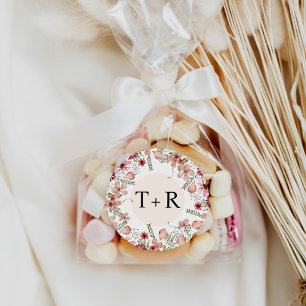 Elegant Floral Monogram Wedding Envelopers Sticker