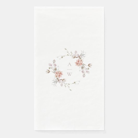 Elegant Floral Monogram Wedding Guest Towel Serviette (Vorderseite)