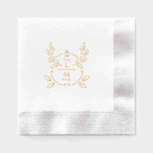 Elegant Floral Monogram Wedding Servietten Mit Folie