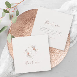 Elegant Floral Monogram Wedding Thank You Card Dankeskarte