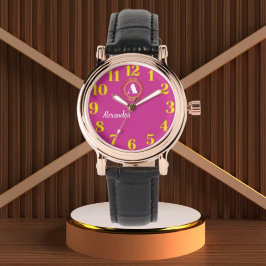 Elegant Floral Monogram Women’s  Name Armbanduhr