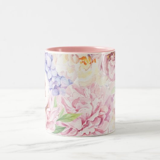 Elegant Floral Monogram Zweifarbige Tasse (Mittel)