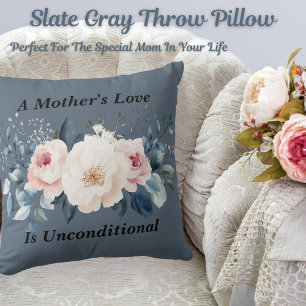 Elegant Floral Mother Liebe Slate Gray Kissen