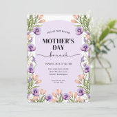 Elegant Floral Mother's Day Brunch Invitation (Stehend Vorderseite)