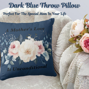Elegant Floral Mother's Liebe Dark Blue Kissen