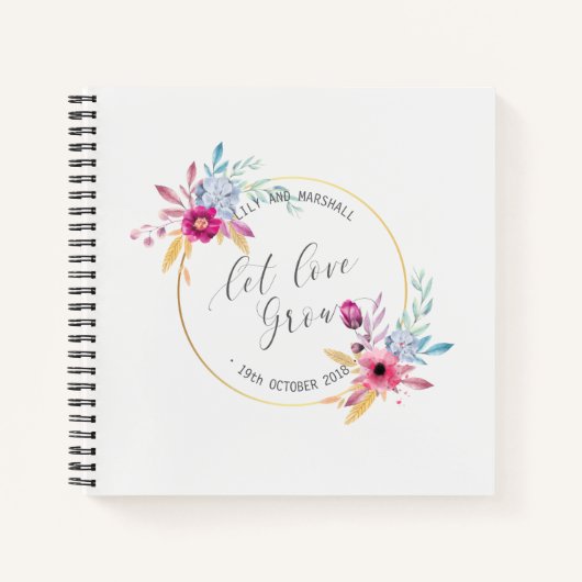 Elegant Floral Mr. & Mrs. Wedding Gästebuch Notizblock (Vorderseite)