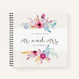 Elegant Floral Mr. & Mrs. Wedding Gästebuch Notizblock