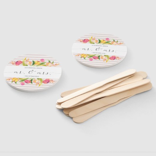 Elegant Floral Mr & Mrs Wedding | Handfächer (Non-assembled)