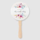 Elegant Floral Mr & Mrs Wedding | Handfächer (Vorderseite)