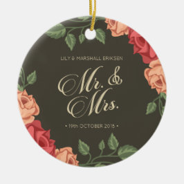 Elegant Floral Mr. & Mrs. Wedding | Keramik Keramik Ornament