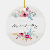 Elegant Floral Mr & Mrs Wedding| Keramik Keramik Ornament (Hinten)