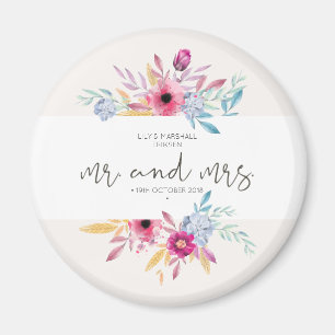 Elegant Floral Mr & Mrs Wedding   KÜHLSCHRANKMAGNE Magnet