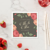 Elegant Floral Mr & Mrs Wedding | Paper Napkin Serviette (Beispiel)