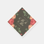 Elegant Floral Mr & Mrs Wedding | Paper Napkin Serviette (Ecke)