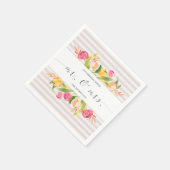 Elegant Floral Mr & Mrs Wedding | Paper Napkin Serviette (Ecke)