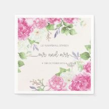 Elegant Floral Mr & Mrs Wedding | Paper Napkin