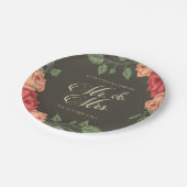 Elegant Floral Mr. & Mrs. Wedding | Papierplatte Pappteller (Schrägansicht)