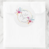 Elegant Floral Mr & Mrs Wedding | SIEGEL Runder Aufkleber (Tasche)
