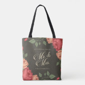 Elegant Floral Mr. & Mrs. Wedding | Tasche (Rückseite)