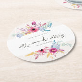 Elegant Floral Mr & Mrs Wedding| Untersetzer von P (Angewinkelt)