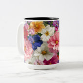 Elegant Floral Mug – Botanical Flower Print Coffee Zweifarbige Tasse (Vorderseite Links)
