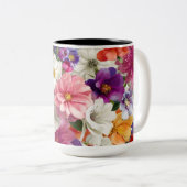Elegant Floral Mug – Botanical Flower Print Coffee Zweifarbige Tasse (VorderseiteRechts)