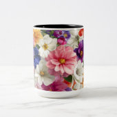 Elegant Floral Mug – Botanical Flower Print Coffee Zweifarbige Tasse (Mittel)