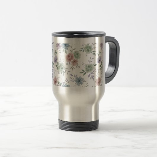 Elegant Floral Mug Wrap – Optional Personalization Reisebecher (VorderseiteRechts)