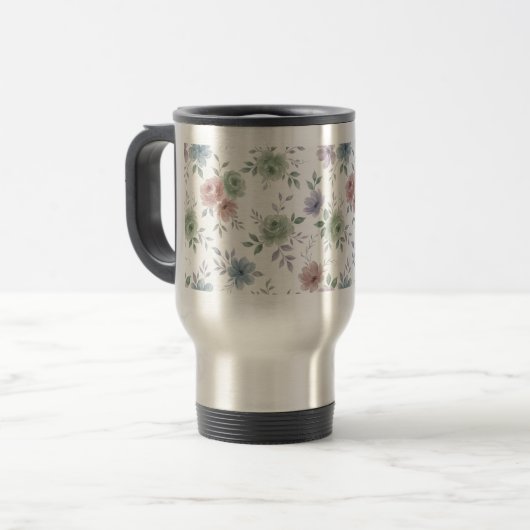 Elegant Floral Mug Wrap – Optional Personalization Reisebecher (Vorderseite Links)