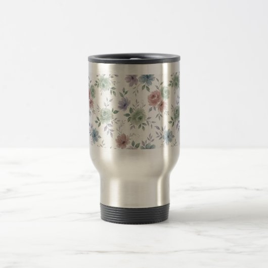 Elegant Floral Mug Wrap – Optional Personalization Reisebecher (Mittel)