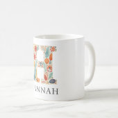 Elegant Floral Nature Letter H Personalisierter Na Kaffeetasse (VorderseiteRechts)