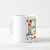 Elegant Floral Nature Letter H Personalisierter Na Kaffeetasse (Vorderseite Links)