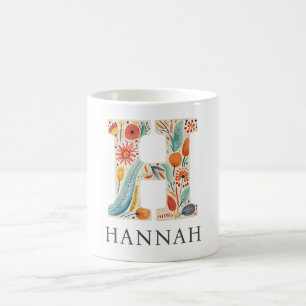 Elegant Floral Nature Letter H Personalisierter Na Kaffeetasse