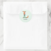 Elegant Floral Nature Letter L Personalisiert Name Runder Aufkleber (Tasche)