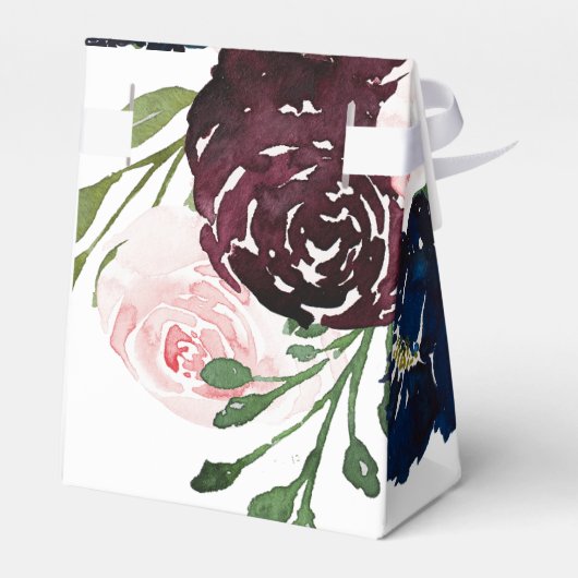Elegant Floral Navy Blue and Plum | BRAUTPARTY Geschenkschachtel (Rückseite)
