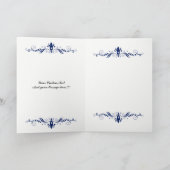 Elegant floral Navy-Blue Spitze Danke Karte (Innenseite)