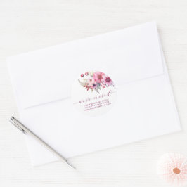 Elegant Floral New Address Runder Aufkleber