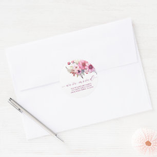 Elegant Floral New Address Runder Aufkleber
