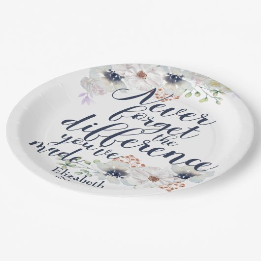 Elegant floral nie vergessen den Unterschied Pappteller (Schrägansicht)