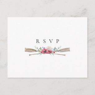 Elegant Floral Oars Wedding RSVP Song Request Einladungspostkarte