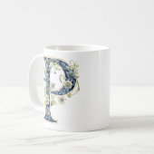 Elegant Floral P Monogram Mug Kaffeetasse (Vorderseite Links)