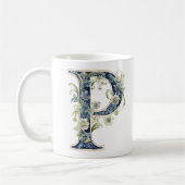 Elegant Floral P Monogram Mug Kaffeetasse (Links)