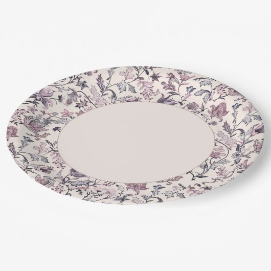 Elegant Floral Paisley Border Pappteller (Schrägansicht)