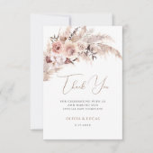 Elegant Floral Pampas Boho Terracotta Wedding Dankeskarte (Vorderseite)