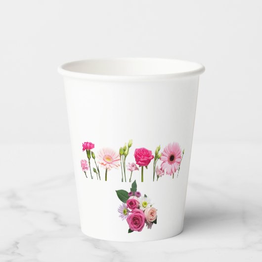 Elegant Floral Paper Cups – Soft Botanical Design Pappbecher (Rückseite)