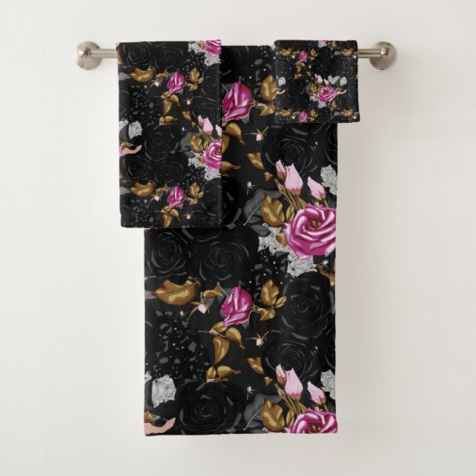 Elegant floral pattern bath towel set (Insitu)