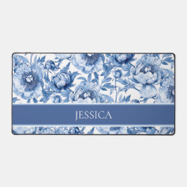 Elegant Floral Pattern Blue and White Chinoiserie Schreibtischunterlage