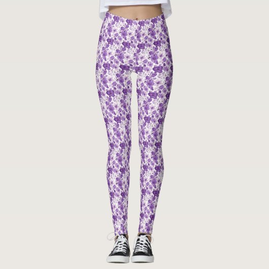 Elegant floral pattern in purple tones leggings (Vorderseite)