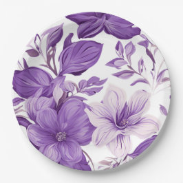 Elegant floral pattern in purple tones pappteller