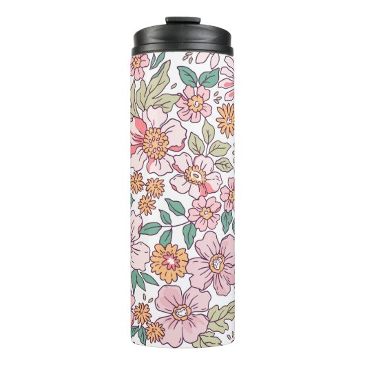 Elegant floral pattern in small hand draw flower.  thermosbecher (Vorderseite)
